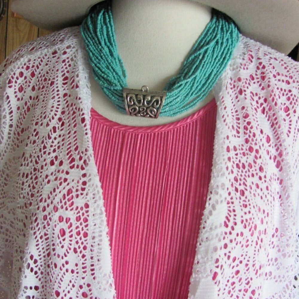 SOUTHERN LADY 2 PIECE SHIRT & LACE KIMONO  BRAND NEW  HOT PINK TANK PAIRED WITH‎ - Picture 4 of 14